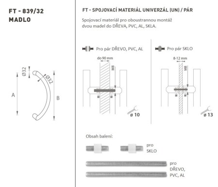 TÜRGRIFF MP Code K39 Ø 32 mm UN - Paar (BN - Gebürsteter Edelstahl)