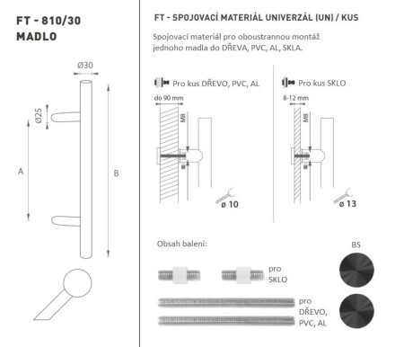 TÜRGRIFF MP Code K10 Ø 30 mm UN - Stück (BS - Mattschwarz)