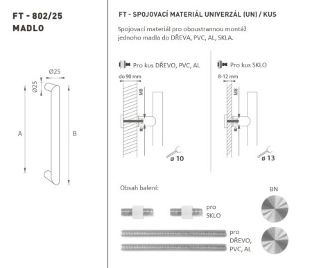 TÜRGRIFF MP Code K02 Ø 25 mm UN - Stück (BN - Gebürsteter Edelstahl)
