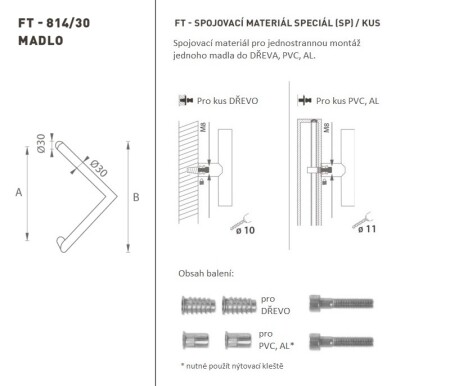 TÜRGRIFF MP Code K14 Ø 30 mm SP - Stück (BS - Mattschwarz)