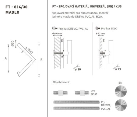 TÜRGRIFF MP Code K14 Ø 30 mm UN - Stück (BN - Gebürsteter Edelstahl)
