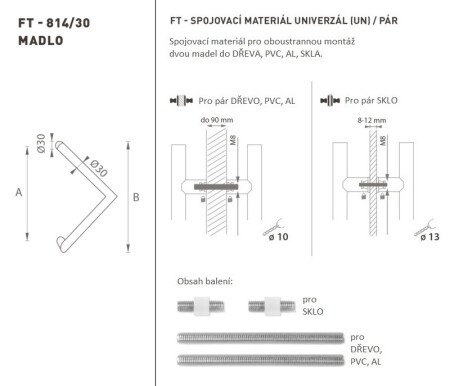 TÜRGRIFF MP Code K14 Ø 30 mm UN - Paar (WS - Weiß matt)