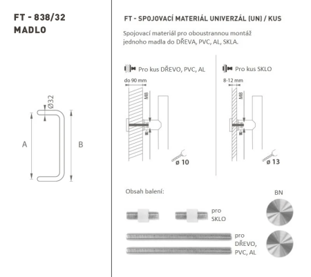 TÜRGRIFF MP Code K38 Ø 32 mm UN - Stück (BN - Gebürsteter Edelstahl)