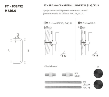 TÜRGRIFF MP Code K38 Ø 32 mm UN - Stück (BS - Mattschwarz)