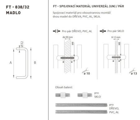 TÜRGRIFF MP Code K38 Ø 32 mm UN - Paar (WS - Weiß matt)