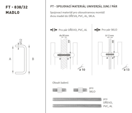 TÜRGRIFF MP Code K38 Ø 32 mm UN - Paar (BS - Mattschwarz)