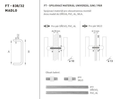 TÜRGRIFF MP Code K38 Ø 32 mm UN - Paar (BN - Gebürsteter Edelstahl)