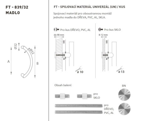 TÜRGRIFF MP Code K39 Ø 32 mm UN - Stück (BN - Gebürsteter Edelstahl)