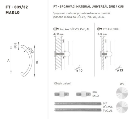 TÜRGRIFF MP Code K39 Ø 32 mm UN - Stück (WS - Weiß matt)