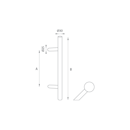 TÜRGRIFF MP Code K10 Ø 30 mm ST - Stück (BN - Gebürsteter Edelstahl)