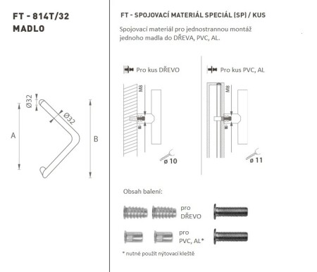 TÜRGRIFF MP Code K14T Ø 32 mm SP - Stück (BS - Mattschwarz)