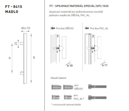 TÜRGRIFF MP Code K41S 40x10 mm SP - Stück (WS - Weiß matt)