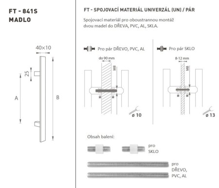 TÜRGRIFF MP Code K41S 40x10 mm UN - Paar (BN - Gebürsteter Edelstahl)