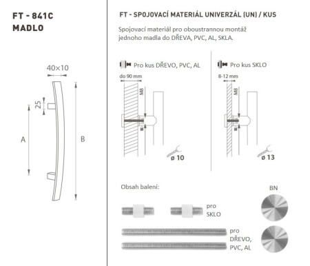 TÜRGRIFF MP Code K41C 40x10 mm UN - Stück (BN - Gebürsteter Edelstahl)