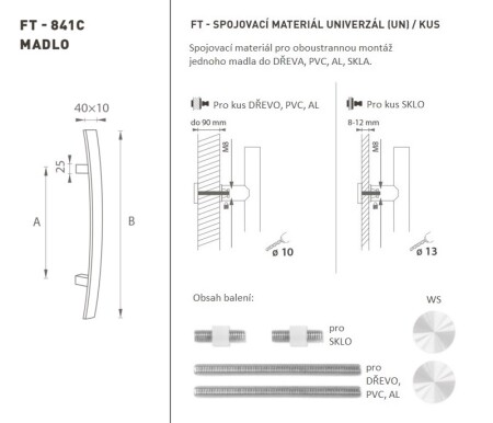 TÜRGRIFF MP Code K41C 40x10 mm UN - Stück (WS - Weiß matt)