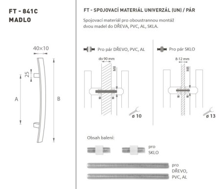 TÜRGRIFF MP Code K41C 40x10 mm UN - Paar (BN - Gebürsteter Edelstahl)