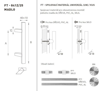 TÜRGRIFF MP Code K41Z 40x10 mm UN - Stück (BN - Gebürsteter Edelstahl)