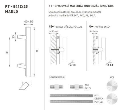 TÜRGRIFF MP Code K41Z 40x10 mm UN - Stück (WS - Weiß matt)
