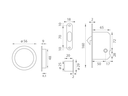 Schiebetürset MP 2850 WC - R (BS - Mattschwarz)