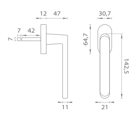 Euro-Fenstergriff MP FRAGOLA - R 7S (OLV PVD - Poliertes lackiertes Messing)