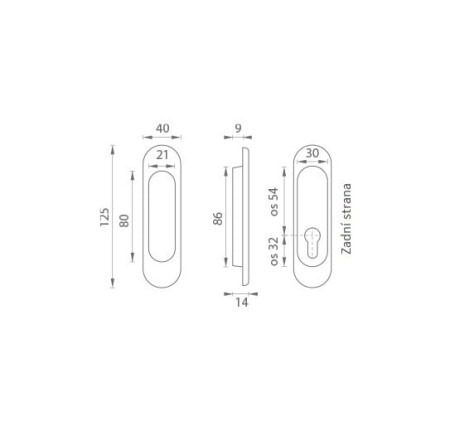 Schale für Schiebetür MP OVAL - PZ / D - 3665AZ (ONS - Gebürstetes Nickel)