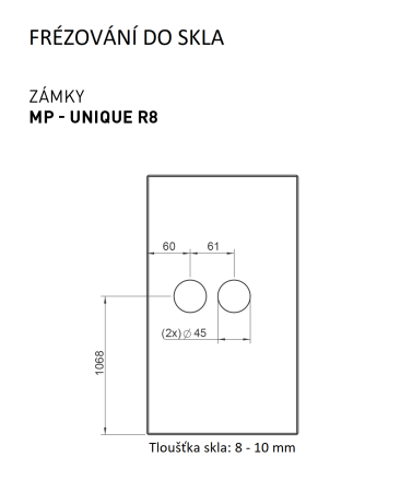 Glasschloss mit Griff MP FAVORIT UNIQUE R8- PZ (BS - Mattschwarz)