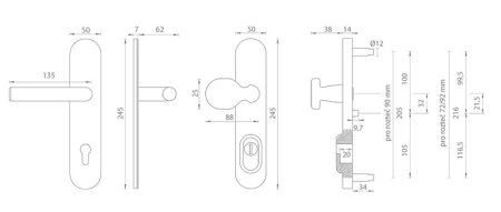 Schutzbeschläge MP MPK - SECURO S01 PLUS - SO M1 FAVORIT (BN - Edelstahl gebürstet)
