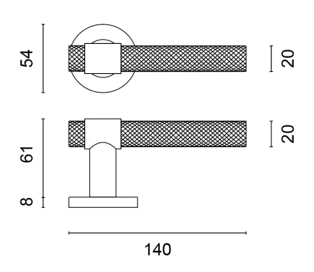 Türbeschlag MP SH - OVAL - R 1743 PRO 8 MM (CUM PVD - Kupfer matt PVD)