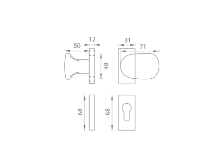 Türgriff MP WA - FELIX - UR Silber (RAL 9006)