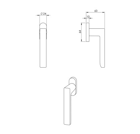 Euro-Fenstergriff MP VM - DK - BAAR - R (MG - Mondgrau)