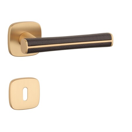 Türbeschläge MP AS - DAVIDIA - QR 7S (OLS - Gebürstetes Messing / braunes Leder)