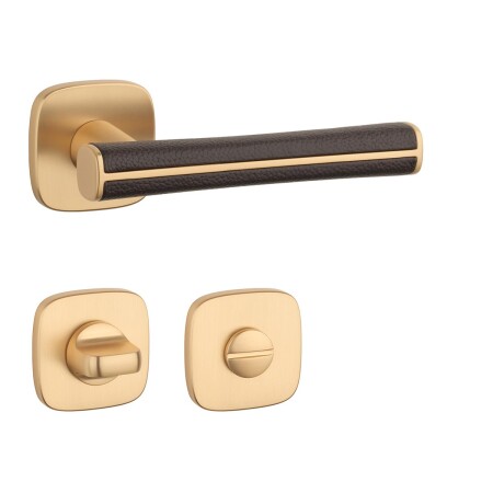 Türbeschläge MP AS - DAVIDIA - QR 7S (OLS - Gebürstetes Messing / braunes Leder)