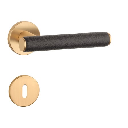 Türbeschläge MP AS - EGERIA - R 7S (OLS - Gebürstetes Messing / braunes Leder)