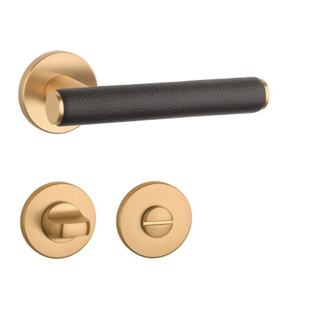 Türbeschläge MP AS - EGERIA - R 7S (OLS - Gebürstetes Messing / braunes Leder)