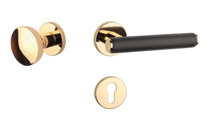 Türbeschläge MP AS - EGERIA - R 7S (OLV - Poliertes lackiertes Messing / braunes Leder)