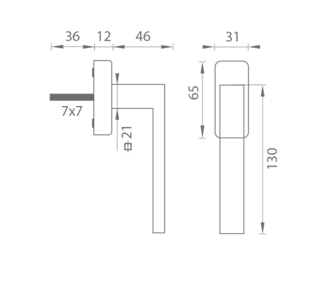 Euro-Fenstergriff MP TI - DK - SQUARE - HR 2275Q (T - Titan)