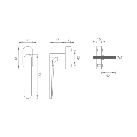 Eurofenstergriff MP GK - DK - AVUS - R (Kaschmirgrau)