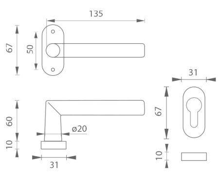 Türbeschlag MP Favorit - UOR (SCHWARZ MATT)