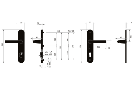 MP MPK Schutzbeschlag - SECURO A01 PLUS - SO FAVORIT (F5 - Schwarz matt) - mit Abdeckung