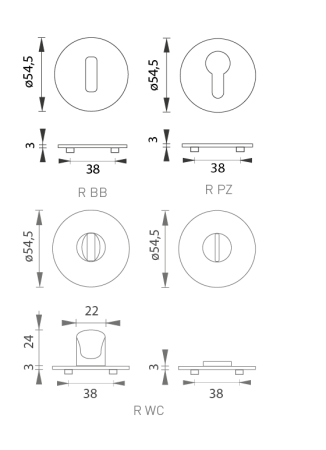 Türrosette MP SH - R 3SM (CUM PVD - Kupfer matt PVD)