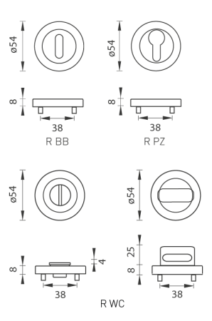 Türrosette MP SH - R PRO 8 MM (OLS - Messing gebürstet)