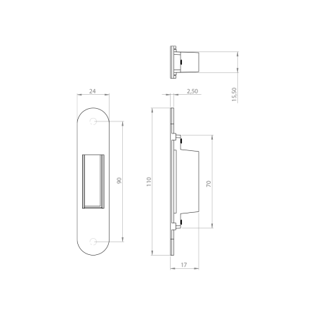 Magnetschloss MP MPK mit Schließblech (BS - Schwarz matt)
