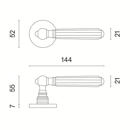 Türbeschläge MP AS - TIARELLA - R 7S (OLV - Poliertes, lackiertes Messing)