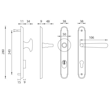 Schutzbeschläge MP NI - ALT WIEN K (OBMP - Antikmessing matt lackiert)