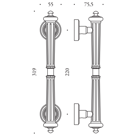 Türgriff MP CB - HANDLE BYBLOS - 319/220 (BSV - glänzendes Bronze)
