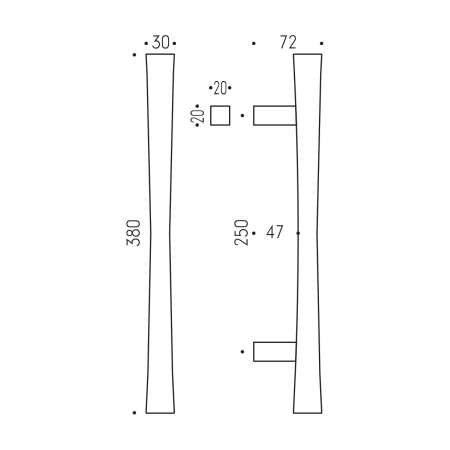 Türgriff MP CB - HANDLE NOA - 380/250 (Mattchrom)