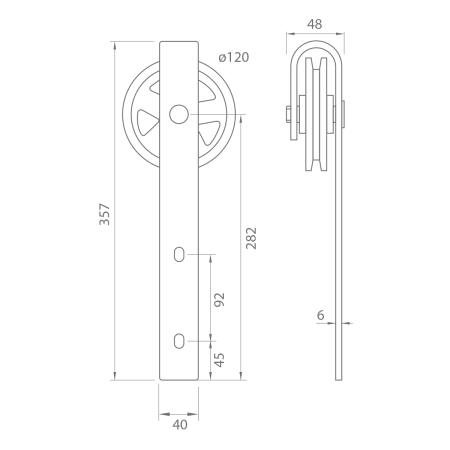 Schiebetürsystem MP VINTAGE 1 mit Dämpfer und 2 m Schiene (BS - Schwarz matt)