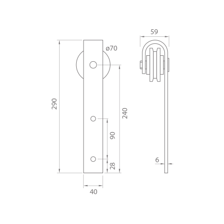 Schiebesystem MP VINTAGE 2 mit 2 m Schiene (BS - Schwarz matt)