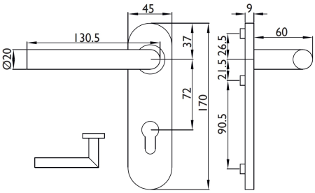 Türbeschlag TWIN VISION H 1802 FS (E)