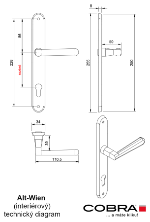 Türbeschläge COBRA ALT WIEN (OFS - gebürstete Bronze)